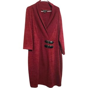 Connected Apparel Burgundy Sweater Dress 20W EUC